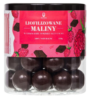 Liofilizowane maliny w gorzkiej czekoladzie 110g