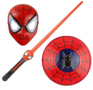 Maska Świecąca Led Tarcza Miecz Spiderman Zestaw