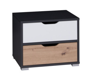 Stolik Nocny Grafit/biały/dąb Artisan Iw11 50cm