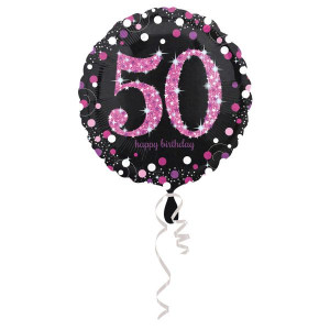 Balon Foliowy 50 Happy Birthday Czarny Róż 43cm