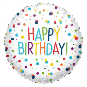 Balon Foliowy 43cm Okrągły Happy Birthday