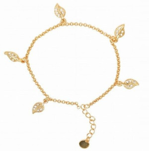 Piękna Złota Bransoletka Listki SWAROVSKI + GRAWER