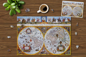 Drewniane Puzzle z figurkami - Mapa Nova Terrarum