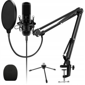 NOVOX NC-1 V2 NEW Black mikrofon USB gamingowy + statyw kosz popfiltr gąbka