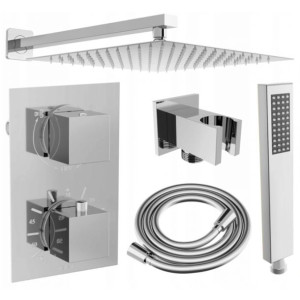 Mexen Cube DR02 zestaw prysznicowy podtynkowy z deszczownica 30 cm, chrom