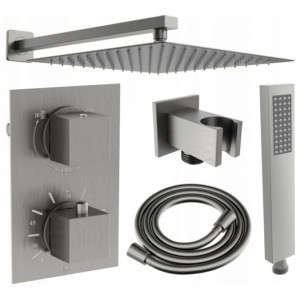 Mexen Cube DR02 zestaw prysznicowy podtynkowy z deszczownica 25 cm, grafit