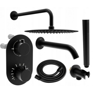 Mexen Kai DR70 zestaw wannowo-prysznicowy podtynkowy deszcz 25 cm, czarny