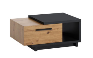 Ława Stolik Kawowy Dąb Artisan Czarny Mat 90cm In9