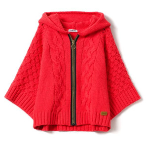 Sweter na suwak z rękawem 3/4 - czerwony