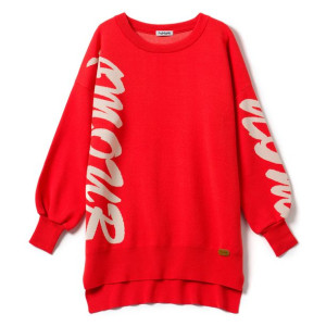 Czerwony sweter damski oversize - amour