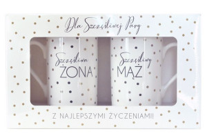 Kukartka komplet 2 kubków Szczęśliwi Mąż/Żona