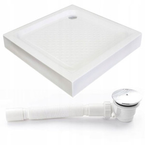 Brodzik do kabiny 80x80 kwadratowy płytki + SYFON INEA BA1048