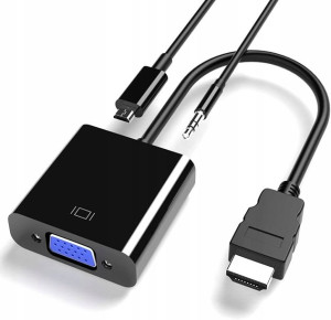 Adapter Konwerter Z Hdmi Na Vga+audio + Zasilanie
