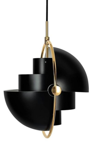 Lampa wisząca VARIA czarna - stal węglowa, złoty uchwyt