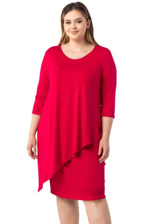 Sukienka RENATA dzian.dwuwarst.malinowa 54 PLUS SIZE
