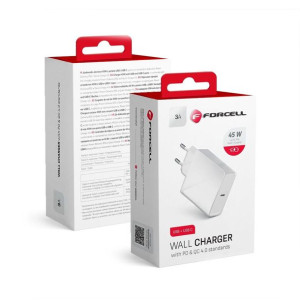 Ładowarka sieciowa Forcell ze złączem USB typ C 3A 45W z funkcją ładowania