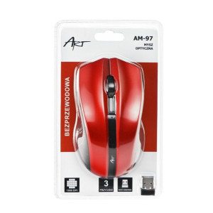 Mysz/Myszka ART bezprzewodowa-optyczna USB AM-97 czerwony