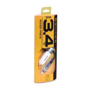 Remax ładowarka samochodowa 2w1 + USB RCC102 srebrna.