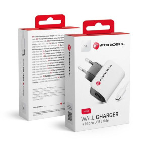 Ładowarka sieciowa micro USB Uniwersalna z Odpinanym Kablem 1A Forcell