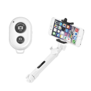 Zestaw/uchwyt do selfie z pilotem na bluetooth tripod biały