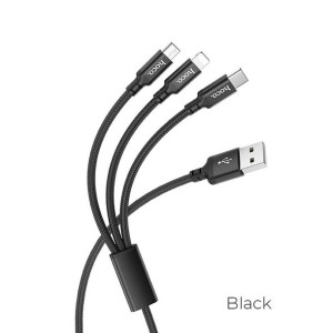 Hoco kabel USB 3w1 do iPhone Lightning 8-pin + micro + Typ C X14 TIMES czar