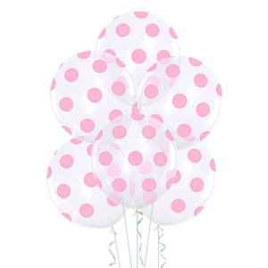  Balony transparentne w różowe kropki 12 cali (30 cm) 5 sztuk
