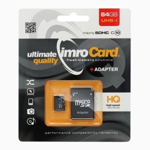 Karta Pamięci IMRO microSD 64GB CLASS 10 UHS I 100MB/s z adapterem SD