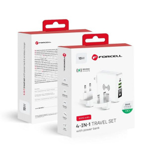 Wielofunkcyjna ładowarka Forcell 4w1 15W ze złączami USB/USB typ C, power b