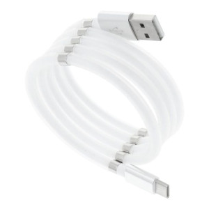 Kabel USB Typ C magnetycznie zwijany 2,4A C686 biały 1 metr
