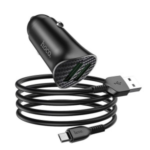 Hoco ładowarka samochodowa 2 x USB QC3.0 18W + kabel micro USB Farsighted Z