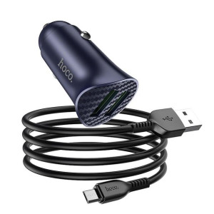 Hoco ładowarka samochodowa 2 x USB QC3.0 18W + kabel micro USB Farsighted Z
