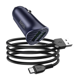 Hoco ładowarka samochodowa 2 x USB QC3.0 18W + kabel typ C Farsighted Z39 n