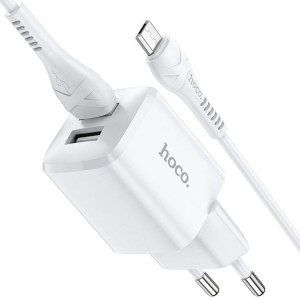 Hoco ładowarka sieciowa 2xUSB + kabel do micro 2,4A N8 Briar biały