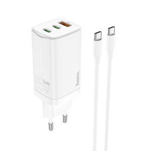 Hoco ładowarka sieciowa GaN USB + 2 x Typ C 65W Fast Charge Scenery z kable