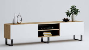 Szafka Rtv Roma 200 Dąb Craft Złoty Biała Loft