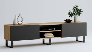 Szafka Rtv Roma 200 Dąb Craft Złoty Szara Loft