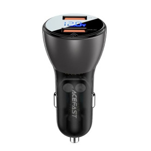 Acefast ładowarka samochodowa 2 x USB LCD QC3.0 PD45W B7 metal czarno trans