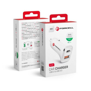 Ładowarka samochodowa Forcell USB 3.0 + USB C Quick Charging + Power Delive