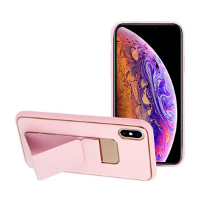 Futerał Forcell LEATHER Case Kickstand do iPhone X różowy