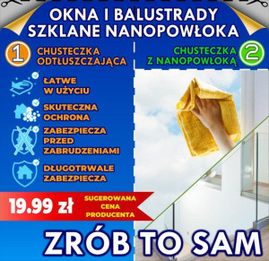 Okna balustrady szklane impregnacja Nanopowłoka 2m²