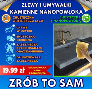 Kamienne zlewy umywalki impregnacja Nanopowłoka 1m²