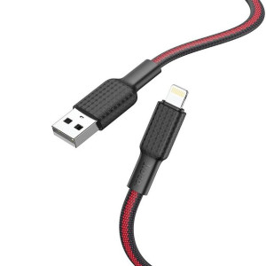 Hoco kabel USB do iPhone Lightning 8-pin 2,4A Jaeger X69 czarno-czerwony