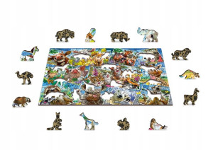Drewniane Puzzle z figurkami - Pocztówki ze zwierz