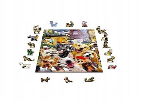 Drewniane Puzzle z figurkami - Psiaki w Paryżu