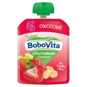 Mus jabłka i truskawki z bananem po 6 miesiącu 80