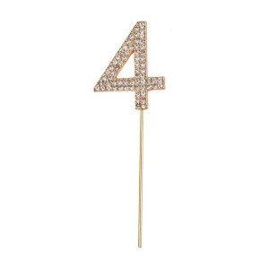 Topper Na Tort Liczba 4 Srebrna 10 Cm Urodziny