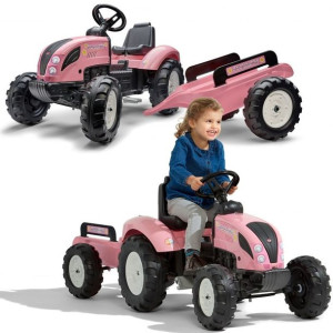 Falk Traktor Pink Country Star Na Pedały Z Przyczepką Od 3 Lat