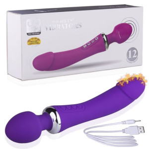 DWUSTRONNY MASAŻER 2 Wibratory, NAGRZEWAJĄCY PENIS Fioletowy