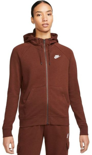 Bluza damska Nike Nsw Essential FLC FZ Hoodie brązowa BV4122 273