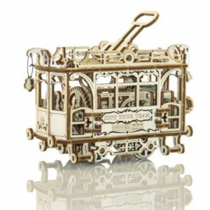 Drewniane puzzle mechaniczne 3d city tram + tory